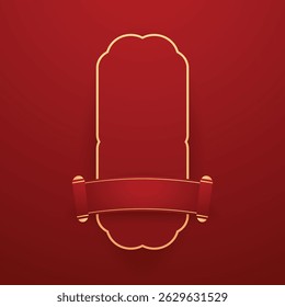 Feliz ano novo chinês 2026. Banner chinês de ano novo para show product. Cartão comemorativo. Quadro de China com lanterna no fundo vermelho.