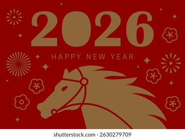 Happy chinese new year 2026. Horse is a symbol of the 2026 Chinese New Year. Figure of Horse in geometric style