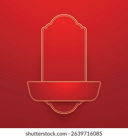 Happy Chinese new year 2026. Chinese new year banner for show product. Greeting card. China frame with lantern on red background.