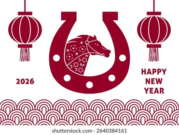 Happy chinese new year 2026. Horse is a symbol of the 2026 Chinese New Year. Figure of Horse. 2026 holiday design