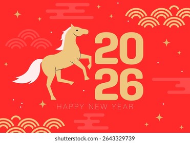 Happy chinese new year 2026. Horse is a symbol of the 2026 Chinese New Year. Figure of Horse in geometric style