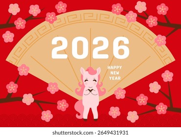 Happy chinese new year 2026. Horse is a symbol of the 2026 Chinese New Year. Figure of Horse in geometric style