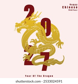 Happy Chinese New Year 2027 illustration Highlighting The Year Of The Dragon a Playful graphics and festive design concept.