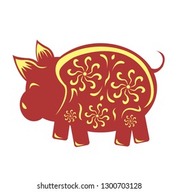 Happy Chinese new year 2570(2019) red color