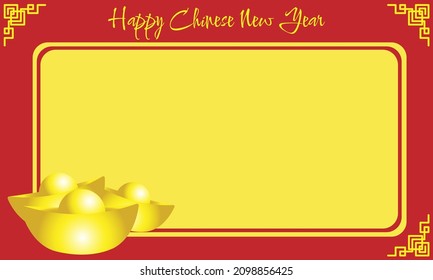 Happy Chinese New Year background with pile of Chinese gold bar and copy space area