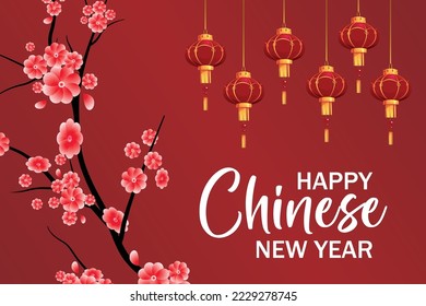 Happy chinese new year background with beautiful template and text