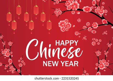 Happy Chinese new year background and beautiful template 