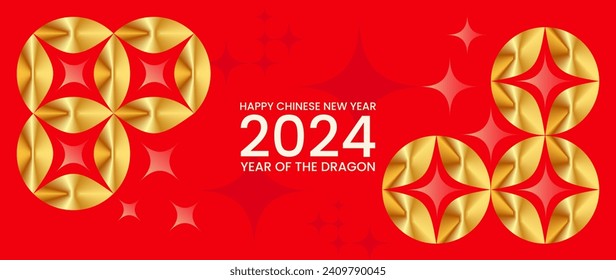 Happy Chinese new year background vector. Year of the dragon design wallpaper with sparkle and flower pattern. Modern luxury oriental illustration for cover, banner, website, decor.