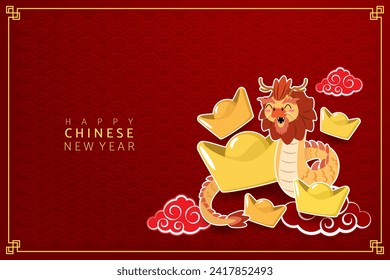Happy Chinese new year background, year of the dragon banner template design. 