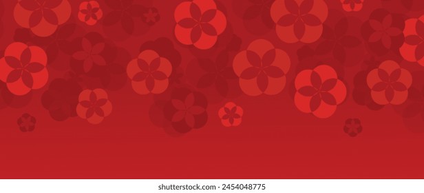 Happy Chinese new year background vector. Luxury wallpaper design with chinese cherry blossom flower on red background. Modern luxury oriental illustration for cover, banner, website, decor.