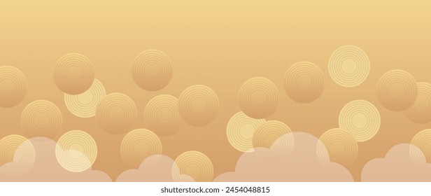 Happy Chinese new year background vector. Luxury wallpaper design with chinese pattern, coin, cloud on gold background. Modern luxury oriental illustration for cover, banner, website, decor.