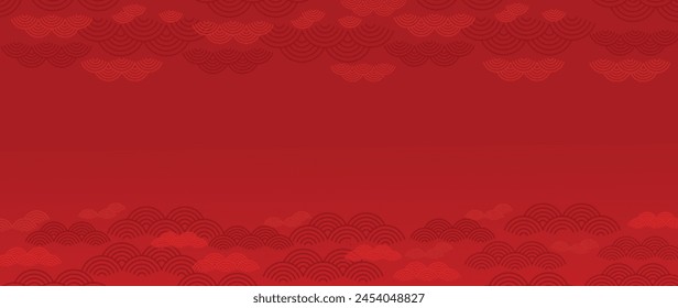 Happy Chinese new year background vector. Luxury wallpaper design with chinese pattern on red background. Modern luxury oriental illustration for cover, banner, website, decor.