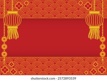 happy chinese new year background with lantern ornament