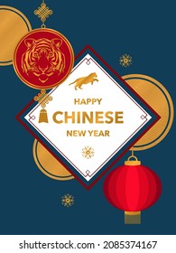 happy chinese new year banner, poster. year of the tiger vector background