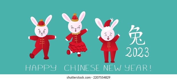 Happy Chinese new year banner 2023 with rabbit