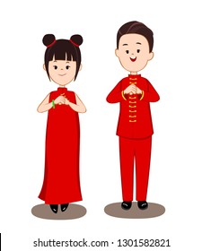 Happy Chinese new  year boy and girl