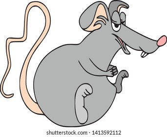Happy Chinese new year calendar, greeting card. Cute mouse, rat in poses. Animal cartoon cartoon set. Overeat