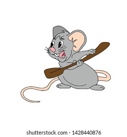 Happy Chinese new year calendar, greeting card, Cute mouse, rat in poses. Animal cartoon set, card with text. Rat with paddle