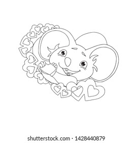 Happy Chinese new year calendar, greeting card, Cute mouse, rat in poses. Animal cartoon set, card with text. Valentine's day card with rat with hearts around