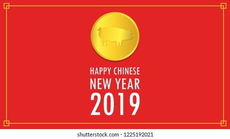 Happy Chinese new year card. wallpaper. background. happy new year 2019. coin symbol vector.