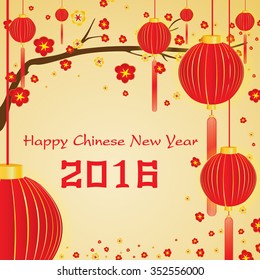 Happy Chinese New Year Card on gold background.