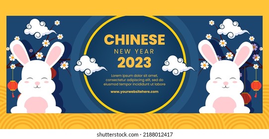 Happy Chinese New Year Cover Template Hand Drawn Cartoon Flat Illustration