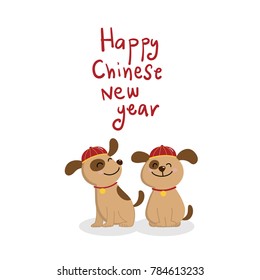 Happy Chinese new year with cute dog vector
