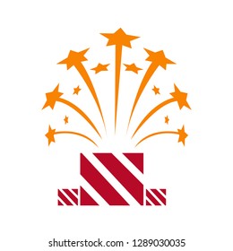 happy chinese new year day with icons sparks and fireworks