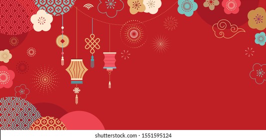 Happy Chinese new year design. Rat zodiac. Japanese, Korean, Vietnamese lunar new year. Vector illustration and banner concept 