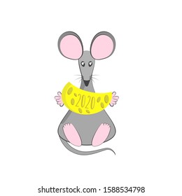 Happy Chinese new year design. 2020 new year. Cute mouse. Vector illustration EPS10.
