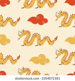 Happy chinese new year dragon seamless pattern