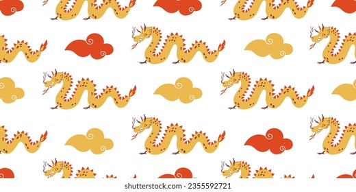 Happy chinese new year dragon seamless pattern