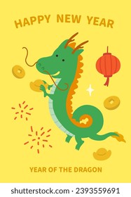 Happy Chinese New Year of Dragon 2024 (card template)
