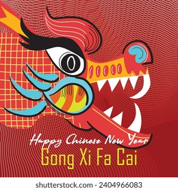 Happy Chinese New Year dragon zodiac sign, flat modern style concept for traditional holiday card, banner, poster, decor element