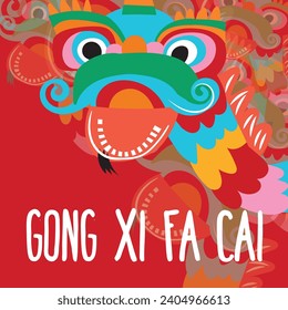 Happy Chinese New Year , dragon zodiac sign, flat modern style concept for traditional holiday card, banner, poster, decor element