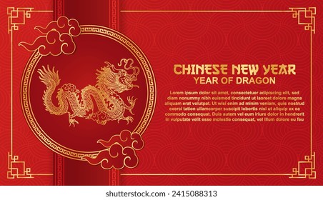happy chinese new year year of dragon zodiac oriental ornament background text space area template design 