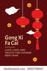 Happy Chinese new year festival. Year of the dragon. red, gold and white colors. Cartoon Vector illustration design for Poster, Banner, Greeting, Card, Flyer, Cover, Post. Chinese dragon. February 10.