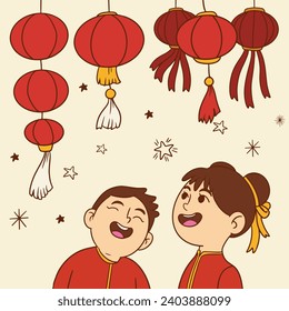 Happy Chinese new year festival. Year of the dragon. red, gold and white colors. Cartoon Vector illustration design for Poster, Banner, Greeting, Card, Flyer, Cover, Post. Chinese dragon. February 10.