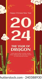 Happy Chinese new year festival. Year of the dragon. red, gold and white colors. Cartoon Vector illustration design for Poster, Banner, Greeting, Card, Flyer, Cover, Post. Chinese dragon. February 10.