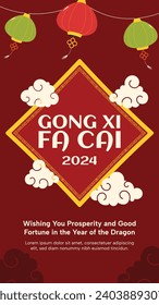 Happy Chinese new year festival. Year of the dragon. red, gold and white colors. Cartoon Vector illustration design for Poster, Banner, Greeting, Card, Flyer, Cover, Post. Chinese dragon. February 10.