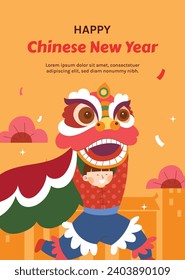 Happy Chinese new year festival. Year of the dragon. red, gold and white colors. Cartoon Vector illustration design for Poster, Banner, Greeting, Card, Flyer, Cover, Post. Chinese dragon. February 10.