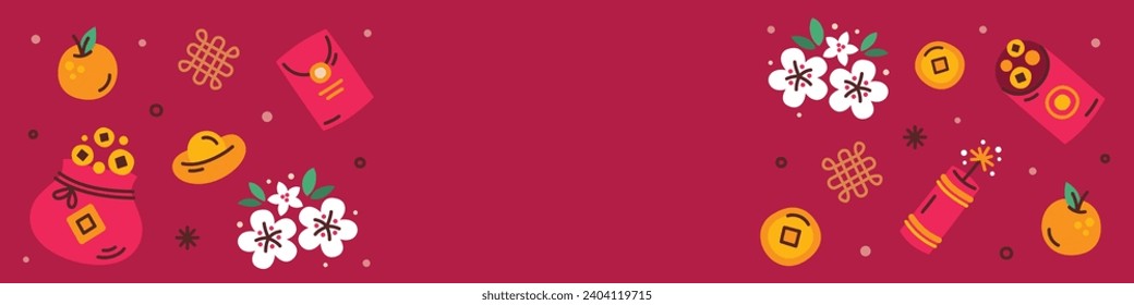 Happy Chinese new year festival. Year of the dragon. red, gold and white colors. Cartoon Vector illustration design for Poster, Banner, Greeting, Card, Flyer, Cover, Post. Chinese dragon. February 10.