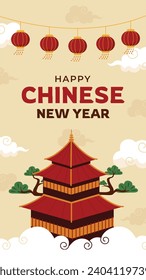 Happy Chinese new year festival. Year of the dragon. red, gold and white colors. Cartoon Vector illustration design for Poster, Banner, Greeting, Card, Flyer, Cover, Post. Chinese dragon. February 10.