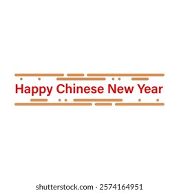 Happy Chinese New Year in flat design. Red and gold greeting template text. Vector illustration isolated.