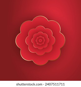 Happy Chinese new year flower, Chinese flowers on red banner, year of the dragon banner template design with flowers vector