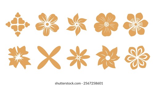 Happy Chinese New Year Flower symbol with gold Graphics elements