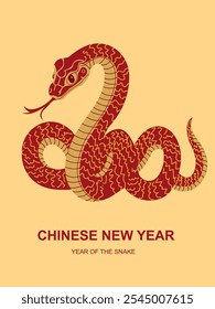 Happy Chinese new year flyer , the snake zodiac sign with lantern ,asian gold Background