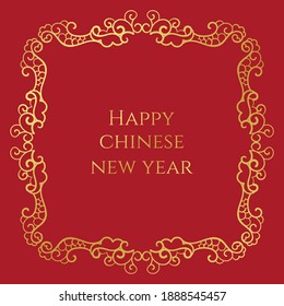 Happy Chinese New Year with gold decoration. - Vector