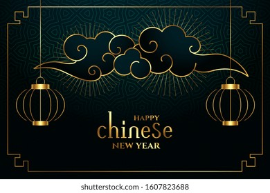 happy chinese new year in golden style background