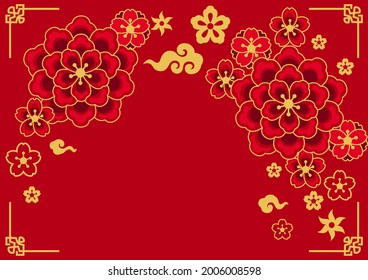 Happy Chinese New Year greeting card. Background with oriental symbols.